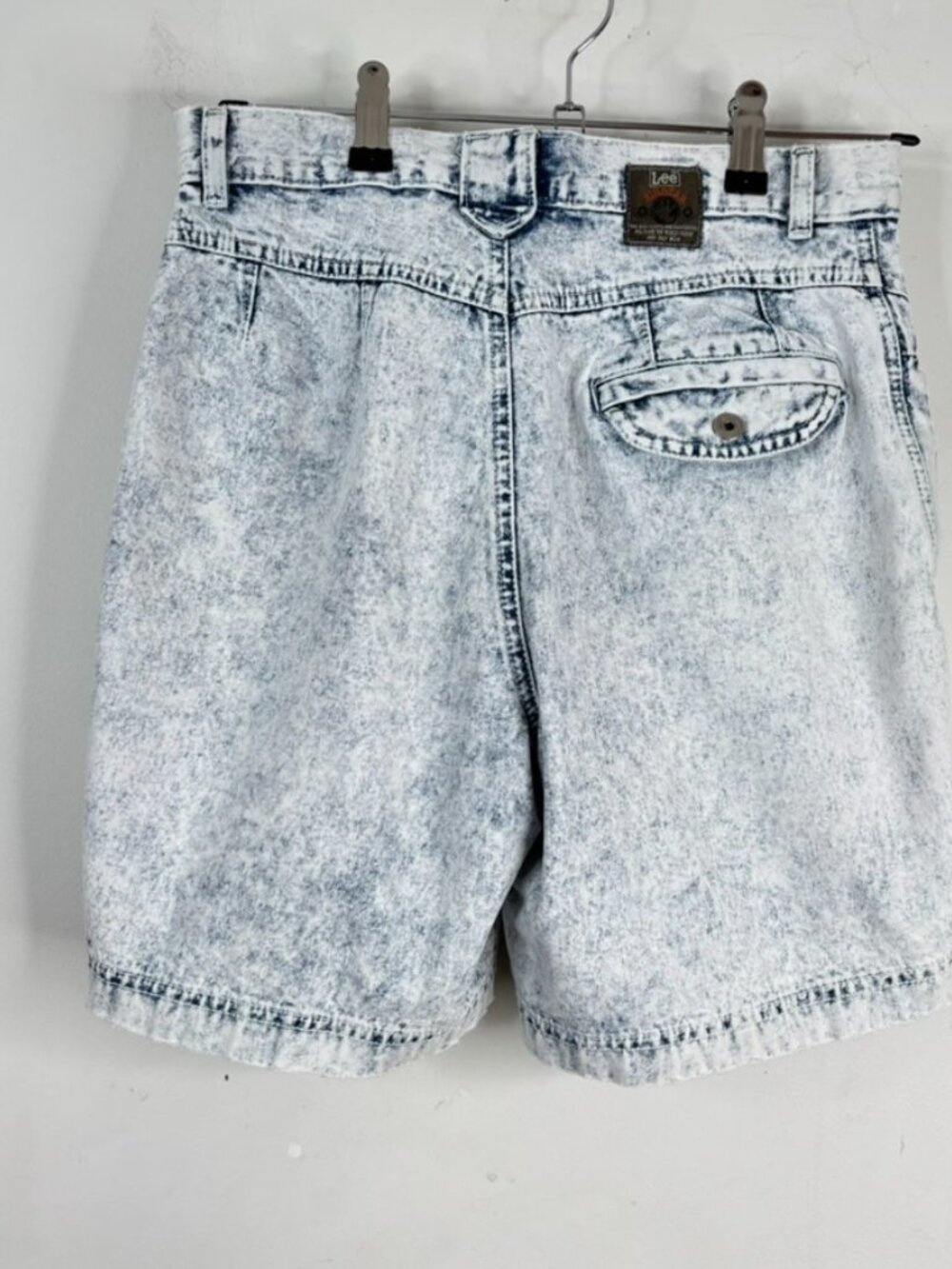 Vintage 90s Lee Mom Denim Shorts 27 Acid Wash High Rise Pleat Jorts Retro Grunge - Picture 6 of 10